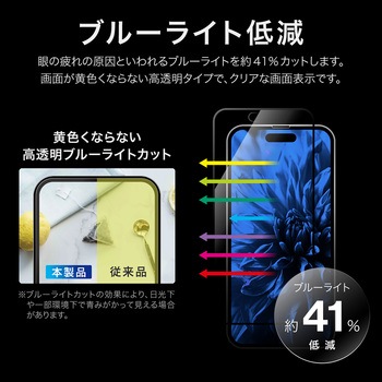 iPhone 15/iPhone 15 Pro ガラスフィルム「GLASS PREMIUM FILM」 全面保護 ブルーライトカット LEPLUS NEXT