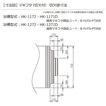 ハウステック マキフタ1200サイズ(HKシリーズ)【専用水栓用】 B-FUTA-PT008 ハウステック