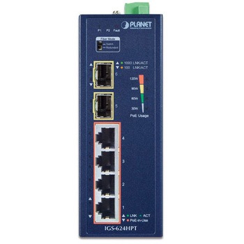 産業用PoEスイッチングハブ Giga4ポート 2.5G SFP 2ポート af/at 外部電源DC12-54V PLANET Technology