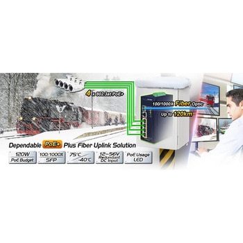 産業用PoEスイッチングハブ Giga5ポート SFP 1ポート af/at 外部電源DC12-54V PLANET Technology