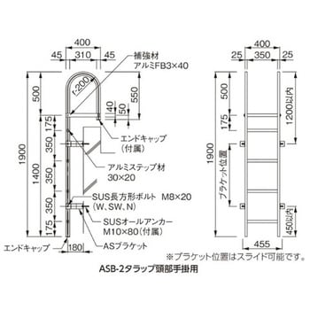 ASB-2DB 1900 アルミASタラップ 頭部手掛けタイプ 1台 ACE(エース