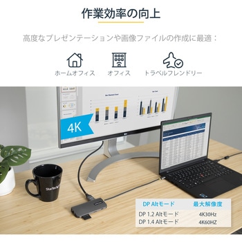 マルチポートアダプター/USB Type-C接続/シングルモニター/4K HDMI/100W USB PD/3x USB-A/GbE/SD & MicroSD StarTech.com