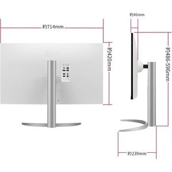 31.5インチ ワイド液晶ディスプレイ(3840x2160/VA/ノングレア/HDMIx2/DPx1/TypeC(PD90W)/スピーカー/チルト/ピボット/高さ調節) LG