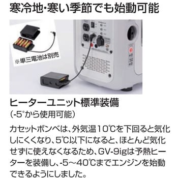 GV-9ig カセットガス専用インバーター発電機 0．9KVA 1台 工進 【通販