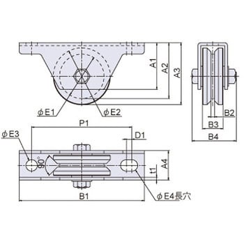 PC-97-SUS-50 ステンレス枠付MC防音重量戸車(V型) 1個 ジョー