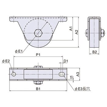 PC-120-75 鉄枠付重量戸車 (平型) 1個 ジョー・プリンス竹下 【通販