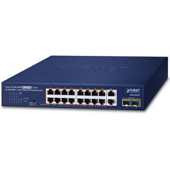 PoEスイッチングハブ ギガビット SFP2ポート 電源内蔵 専用ACコード付 PLANET Technology