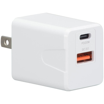 AC充電器 PD/QC3.0対応 TypeA+TypeC オーム電機