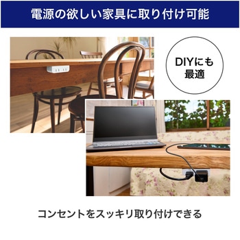 家具用コンセント2個口 ELPA