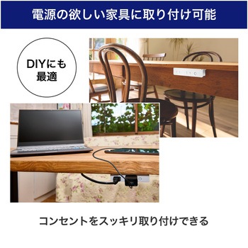 家具用ブレーカー付コンセント2個口 ELPA