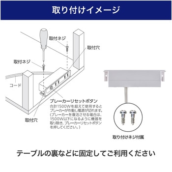 家具用ブレーカー付コンセント2個口 ELPA