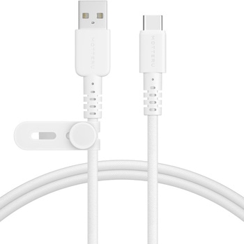編み込みケーブル 急速充電 データ転送対応 USB-A to USB-C 1m エアリーホワイト 2年保証(MOT-NLAC) MOTTERU