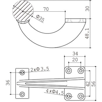 テーブル用 手すりブラケット_固定式 ヤスダインテリアサプライ