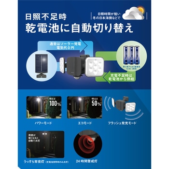 6.5W×2灯 フリーアーム式 LEDハイブリッドソーラーライト ライテックス(ムサシ)