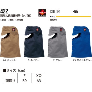 難燃丈長溶接帽子(ツバ有) 村上被服
