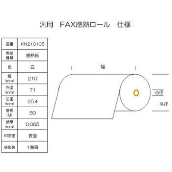 感熱ロール紙 FAX用 A4 幅210mm コウナン