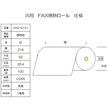 感熱ロール紙 FAX用 A4 幅216mm コウナン