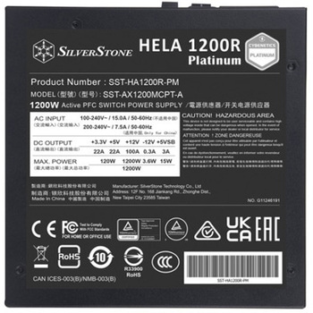 SilverStone HELA 1200R Platinum Cybenetics Platinum 1200W ATX 3.0 & PCIe 5.0フルモジュラーATX PSU SST-HA1200R-PM SILVER STONE(シルバーストーン)