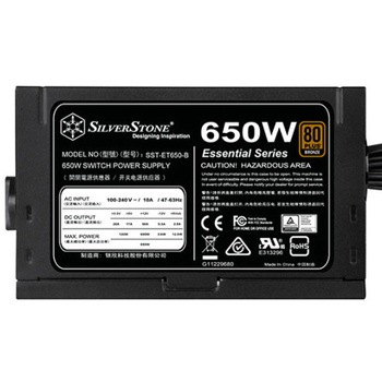 SilverStone Essentialシリーズ ET650-B-Rev 80PLUS BRONZE認証電源650W SST-ET650-B-Rev SILVER STONE(シルバーストーン)