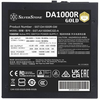 SilverStone Decathlonシリーズ フルモジュラー式 ATX電源ユニット 100W Cybenetics Gold効率認証 SST-DA1000R-GM SILVER STONE(シルバーストーン)