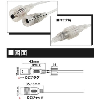 IP68防水 ロック式 DC延長ケーブル 5.5×2.1mm AWG22 1～5m bitstrong