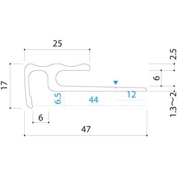 アルミノンスリップ(タイルカーペット用) ISACL-25 ヤスダインテリアサプライ