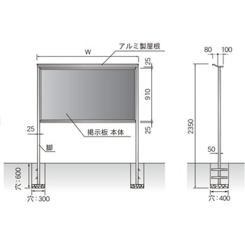 KC型屋外用掲示板 掲示板面：レザーグリーン 馬印 掲示板/コルクボード