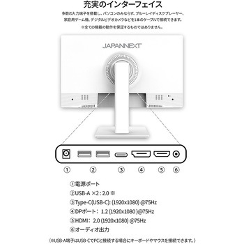 タッチパネル対応液晶ディスプレイ 21.5型/1920×1080/HDMI、DP、USB Type-C×1/ブラック/スピーカー有/2年保証 JAPANNEXT