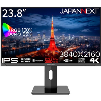 液晶ディスプレイ 23.8型/3840×2160/HDMI、DP、USB Type-C×1/ブラック/スピーカー有/2年保証 JAPANNEXT