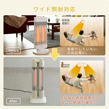 ワイドレンジ カーボンヒーター Share heats 2本管 スポット&ワイド照射 YAMAZEN(山善)