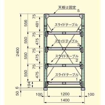 スライドラック(フルストローク/1000kg段/単体タイプ) サカエ