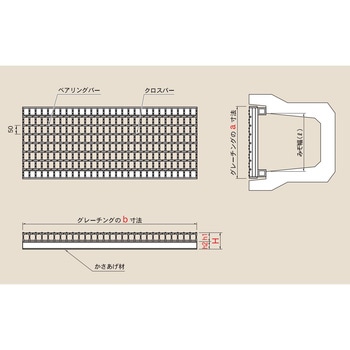 グレーチング スチールスベリ止めかさあげ式みぞぶた(JIS)(ZURAZU)T-25 メーターサイズ カワグレ