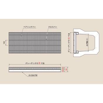 グレーチング スチールスベリ止めかさあげ式細目みぞぶた(JIS)(ZURAZU)T-25 ハーフサイズ カワグレ