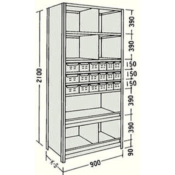 NF 引出し付軽量物品棚 日本ファイリング