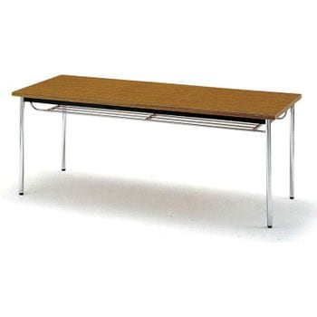 TOKIO ミーティングテーブル 丸脚棚付 1800×450mm チーク TOKIO(藤沢工業)