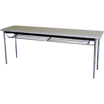 TOKIO ミーティングテーブル 丸脚棚付 1800×450mm ネオグレ TOKIO(藤沢工業)