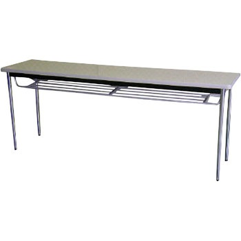 TOKIO ミーティングテーブル 丸脚棚付 1800×450mm ネオグレ TOKIO(藤沢工業)