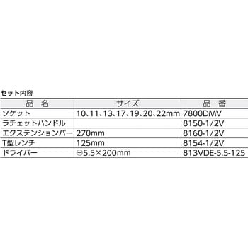 7811DMV 1000V絶縁ソケットセット バーコ 12点組 差込角12.7mm 7811DMV