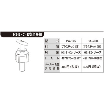 工進噴霧器HS用 HSシリーズ 安全弁 工進