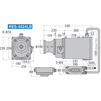 RES-5524LB 船舶用ウインチ イカール RES・RELシリーズ(550W・電磁