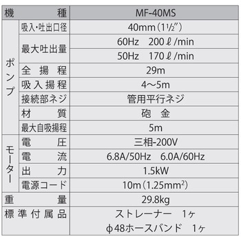 MFMS 海水用モーターポンプ MFシリーズ 1台 工進 通販サイト