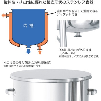 ステンレスタンク鏡板型ジャケット容器脚付 200L DTSTJL635