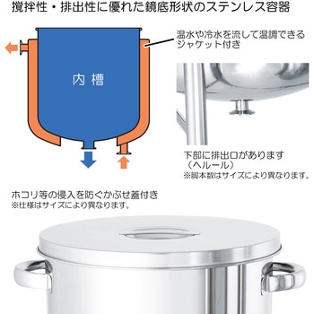 ステンレスタンク鏡板型ジャケット容器脚付