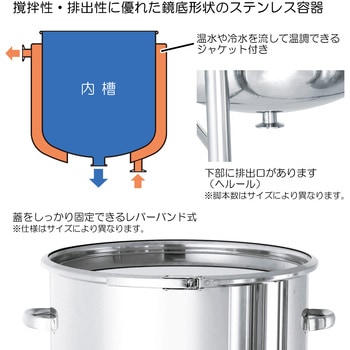 ステンレス鏡板型バンド式ジャケット容器脚付 MONOVATE(日東金属 ステンレス鏡板型バンド式ジャケット容器脚付 MONOVATE(日東金属