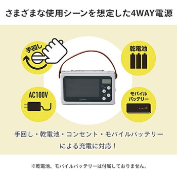 JYTM-RTV430(PW) 手回し充電ワンセグテレビ 1個 YAMAZEN(山善) 【通販