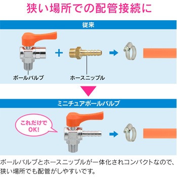 これエエやん ミニボールバルブ ホースニップル 水・エアー・油用 アングル型 GAONA(ガオナ)