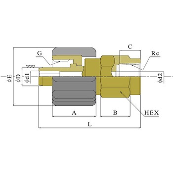 G1/2ネジ式(Φ11用)ローレットカプラ ツツミ工業