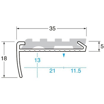パルステップ 階段滑り止め アルミ製ノンスリップ35巾 ゴムタイヤ充填タイプ AF35PG ケージーパルテック
