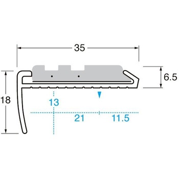 パルステップ 外部用階段滑り止め アルミ製ノンスリップ35巾 ゴムタイヤ充填タイプ A35PASD ケージーパルテック
