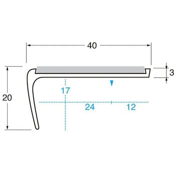 パルステップ 階段滑り止め アルミ製ノンスリップ ゴムタイヤ両面テープ貼付けタイプ PA4013 ケージーパルテック